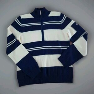 Liz Claiborne Women Turtleneck Sweater Size L‎ Cotton Colorblock Navy/Yellow Y2K